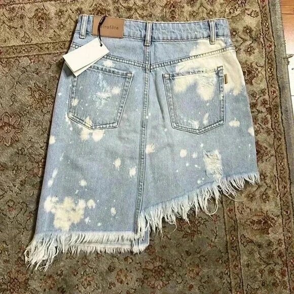 NWT RETROFETE   maeve denim skirt medium asymmetric distressed boho - Picture 9 of 9